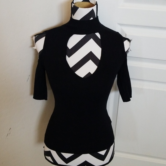 Express Tops - Express Black Mock Neck Cold Shoulder NWOT